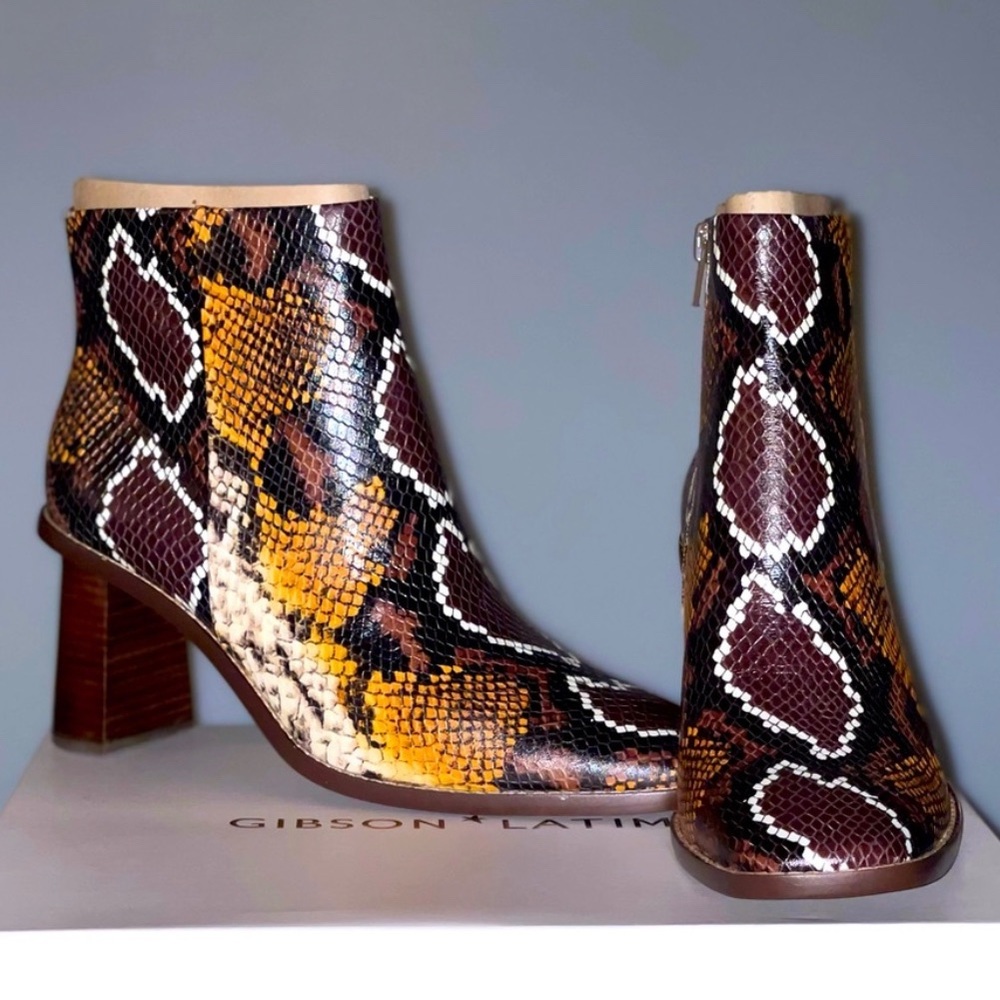 Snake skin leather booties